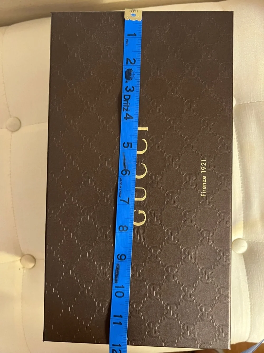 Gucci Dark Brown Embossed Logo Gift Box with Gold Lettering